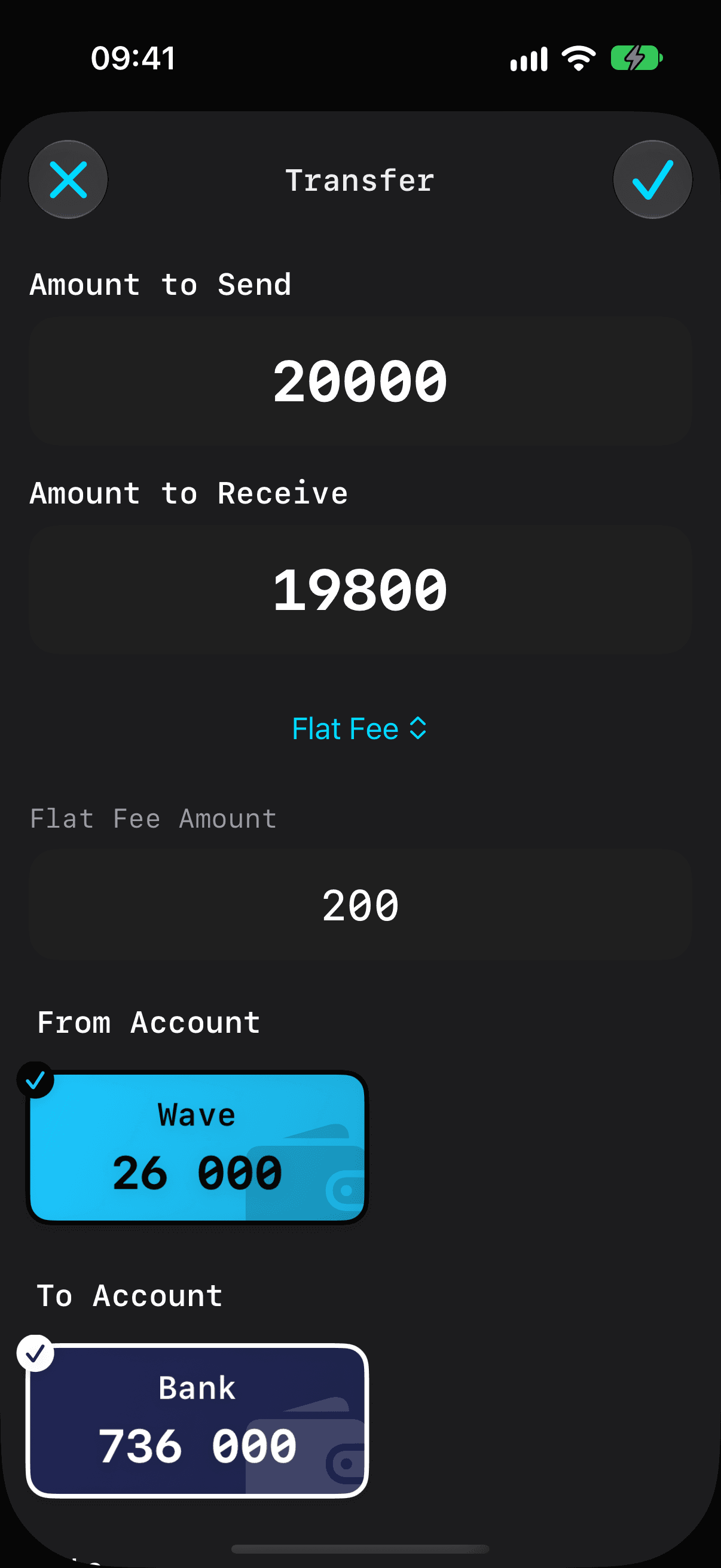 Transfer between accounts