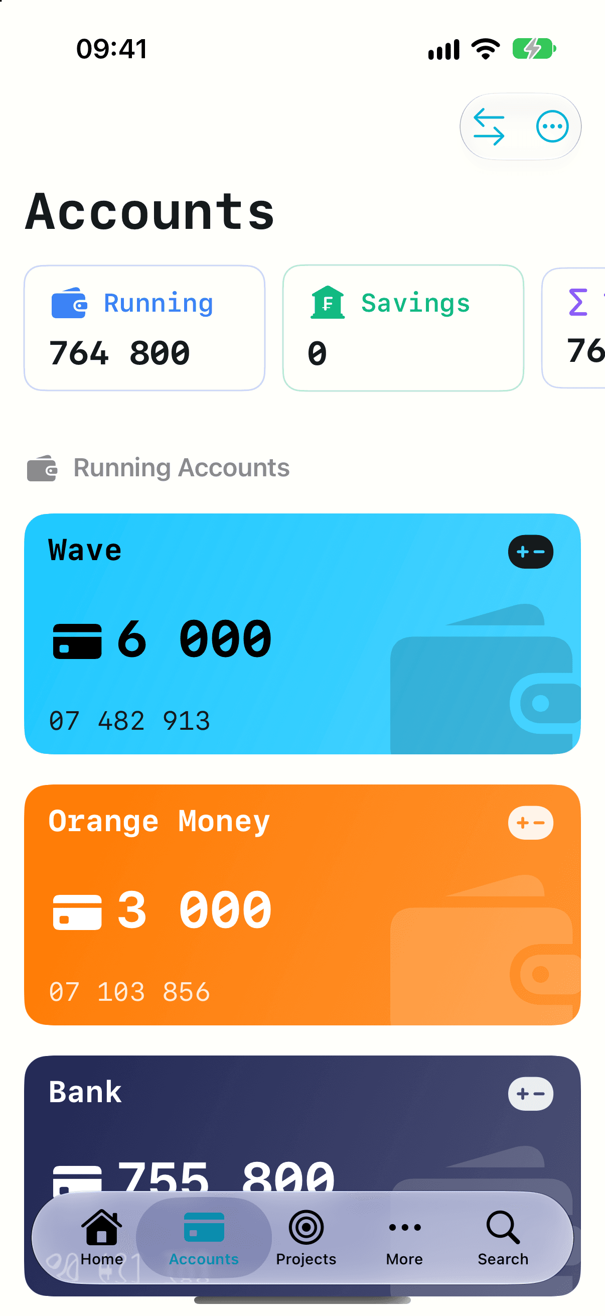 Accounts tab