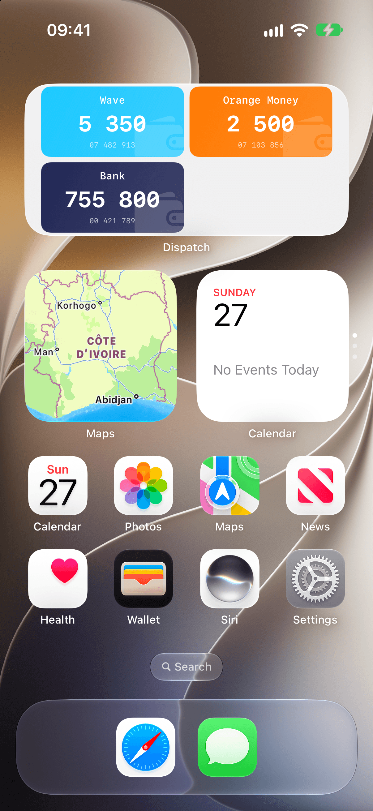 Accounts widget